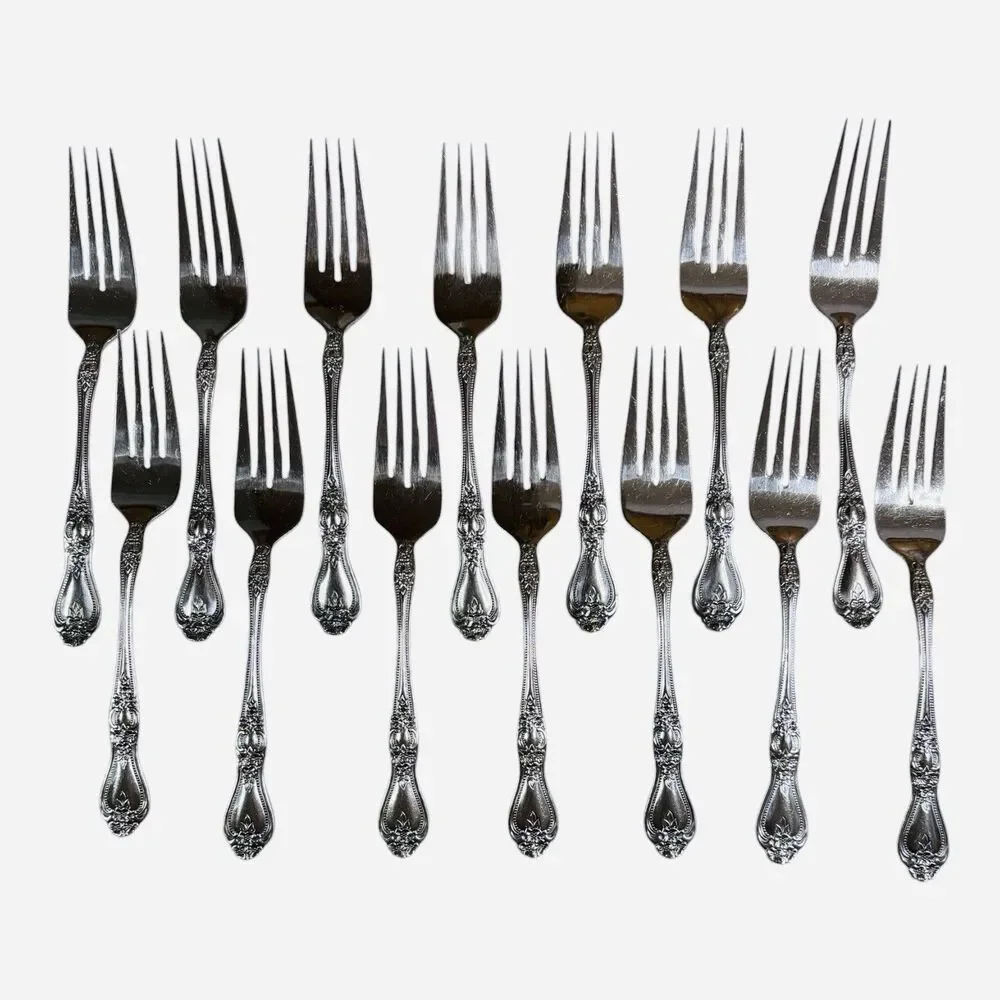 66 Piece Rogers Rose Pattern Stainless Flatware Silverware Korea Service 9-12